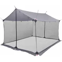 vidaXL Campingzeil met netwanden 340 x 260 x 220 cm Grijs en Oranje