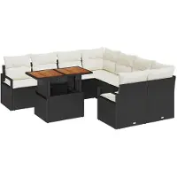 vidaXL Tuinbank Set 9 st 8-Aantal zitplaatsen Zwart en Crème