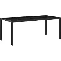 vidaXL Buiten Eettafel Set 7 st Zwart poly rattan