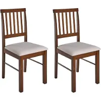 Beliani ORONO - Set van 2 stoelen - Donkerbruin/Lichtbeige - Rubberhout
