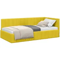 vidaXL Hoek Bed Frame met hoofdeinde Geel 90 cm x 190 cm Fluweel