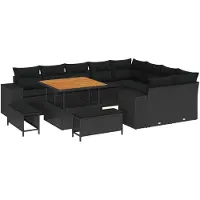 vidaXL Tuinbank Set 12 st Zwart poly rattan