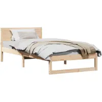 vidaXL Bedframe met hoofdeinde Naturel 80 x 200 cm Massief grenenhout
