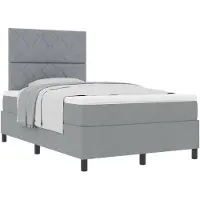 vidaXL Boxspring bed met hoofdeinde Lichtgrijs 120 x 200 cm Stof