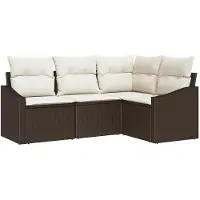 vidaXL Tuinbank Set 4 st Bruin en wit poly rattan