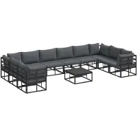 vidaXL Tuinbank Set 11 st Zwart Aluminium