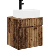 vidaXL Wandgemonteerde wastafelmeubel Oud hout 49 x 41 x 63 cm