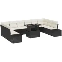 vidaXL Tuinbank Set 11 st Zwart en Crème poly rattan