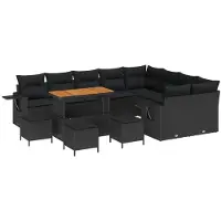 vidaXL Tuinbank Set 13 st 12-Aantal zitplaatsen Zwart poly rattan
