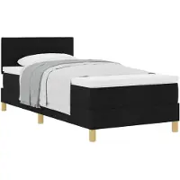 vidaXL Boxspring bed met kussen met hoofdeinde Zwart 90 x 190 cm Stof