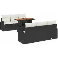 vidaXL Tuinset, 7-delig, zwart, polyrotan
