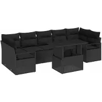 vidaXL Tuinbank Set 8 st 7-Aantal zitplaatsen Zwart poly rattan