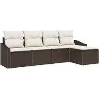 vidaXL Bankstel 5 st Bruin en Crème poly rattan