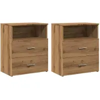 vidaXL Nachtkastjes 2 st 50x32x60cm bewerkt hout artisanaal eikenkleur