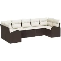 vidaXL Tuinbank Set 7 st 7-zits Bruin poly rattan
