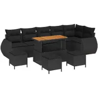 vidaXL Tuinbank Set 10 st Zwart poly rattan