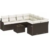 vidaXL Tuinbank Set 9 st 8-Aantal zitplaatsen Bruin poly rattan