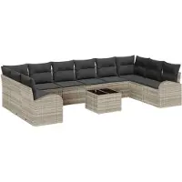 vidaXL Tuinbank Set 11 st Lichtgrijs poly rattan
