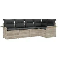 vidaXL Tuinbank Set 5 st poly rattan