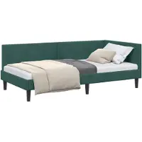 vidaXL Hoek Bed Frame Donkergroen 100 cm x 200 cm Fluweel