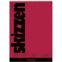Brunnen Schetsblok A3 110 g/m² Spiraal Rood 50 Vellen