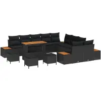 vidaXL Tuinbank Set 14 st 13-Aantal zitplaatsen Zwart Poly rattan