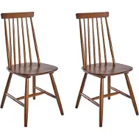 Beliani BURBANK - Eetkamerstoel set van 2 - Bruin - Rubberhout
