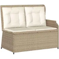 vidaXL Tuinbank, 2-zits, beige en crèmekleurig, van polyrotan