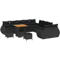 vidaXL Tuinbank Set 13 st 13-Aantal zitplaatsen Zwart