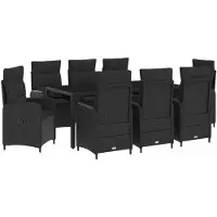 vidaXL Buiten Eettafel Set 9 st Zwart poly rattan