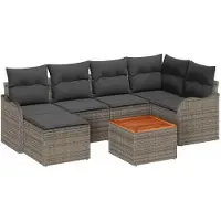 vidaXL Tuinbank Set 7 st Grijs poly rattan