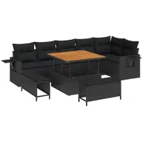 vidaXL Tuinbank Set 11 st Zwart poly rattan