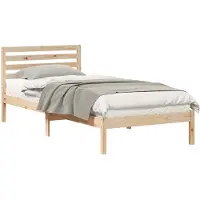 vidaXL Bedframe met hoofdeinde Bruin 90 x 220 cm Massief grenenhout
