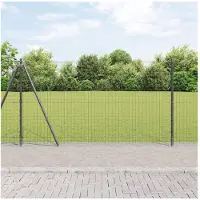 vidaXL Hekpaal met betonnen voet 7 st Grijs Gepoedercoat staal