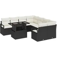 vidaXL Tuinbank Set 9 st 8-Aantal zitplaatsen Zwart en Crème