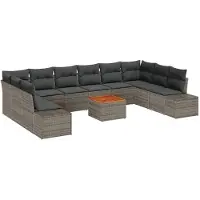 vidaXL Tuinbank Set 11 st Grijs poly rattan