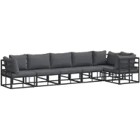 vidaXL Tuinset met 6 zitplaatsen, zwart, aluminium