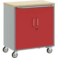 vidaXL Trolley Rolling Workbench Rood en Grijs 75 x 45 x 85 cm