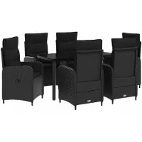 vidaXL Tuin Eettafel Set 7 st Zwart PE rotan en poedergecoat staal