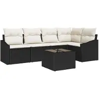 vidaXL Tuinbank Set 6 st Bruin en Crème poly rattan
