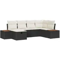 vidaXL Tuinbank Set Zwart poly rattan