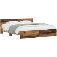 vidaXL Bedframe met Hoofdbord Oud hout 180 x 200 cm Bewerkt hout