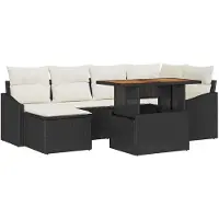 vidaXL Tuinbank Set 7 st Zwart en Crème
