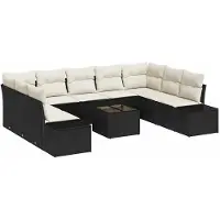 vidaXL Tuinbank Set 9 st 8-Aantal zitplaatsen Zwart en Crème