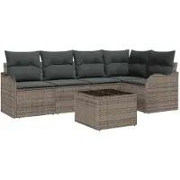 vidaXL Tuinbank Set 6 st Grijs poly rattan