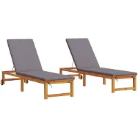 vidaXL Ligstoel 2 pcs Bruin 202 x 53 x 89 cm Massief Acacia Hout