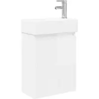 vidaXL Badkamermeubel met kraan Hoogglans Wit 45,5 x 22,5 x 84 cm