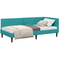 vidaXL Hoek Bed Frame met hoofdeinde Turquoise 90 cm x 200 cm Fluweel