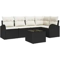 vidaXL Bankstel met kussen Zwart Polyester