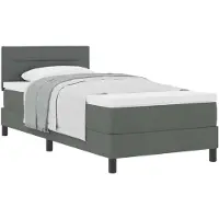 vidaXL Boxspringbed met hoofdeinde, donkergrijs, 80 x 200 cm, gestoffeerd
